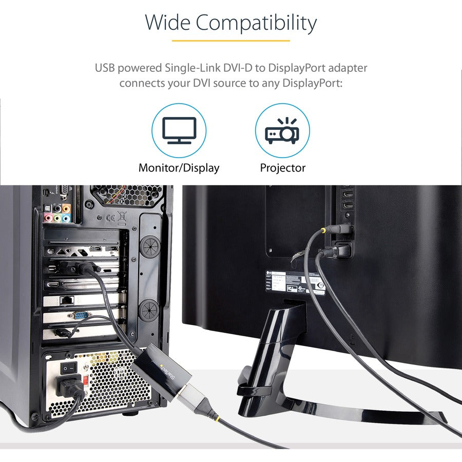 StarTech.com DVI to DisplayPort Adapter with USB Power - DVI-D to DP Video Adapter - DVI to DisplayPort Converter - 1920 x 1200