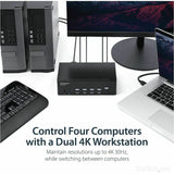 Commutateur KVM HDMI 4 ports StarTech.com - 4K 30 Hz - Double affichage