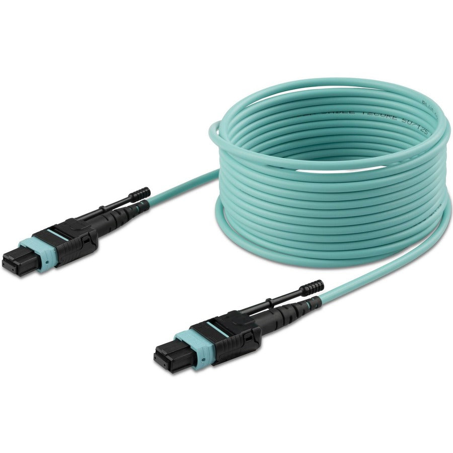 StarTech.com 3m (10ft) MTP(F)/PC OM3 Multimode Fiber Optic Cable, OFNP Plenum, 50/125&micro;m, 40G, Low Insertion Loss, MPO Fiber Jumper Cord