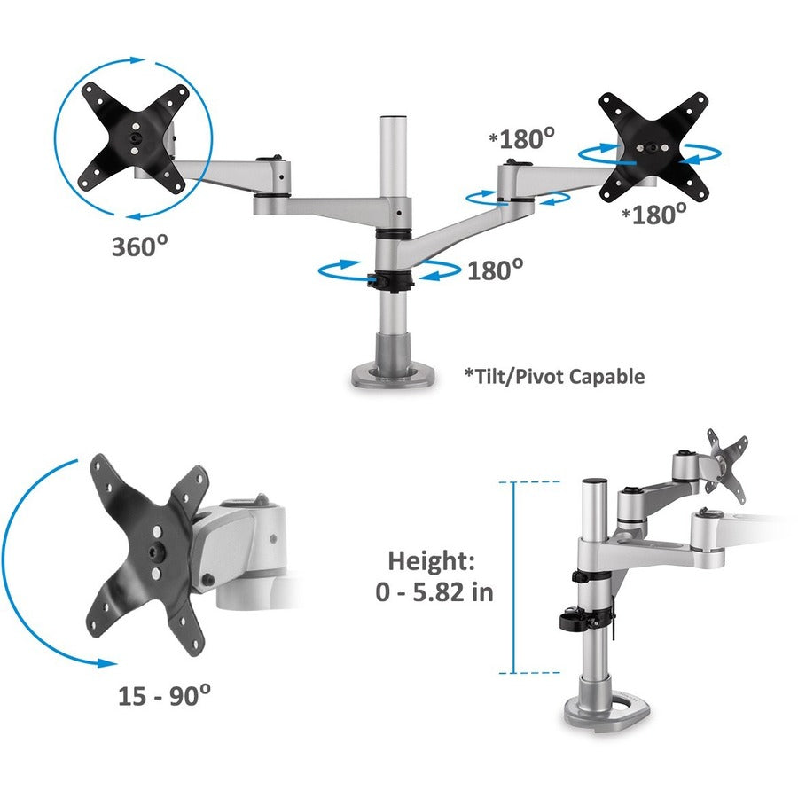 ViewSonic Dual Monitor Mounting Arm for Two Monitors up to 24" Each