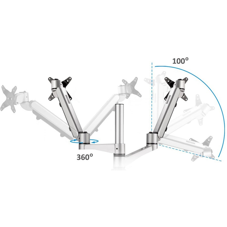 ViewSonic Spring-Loaded Dual Monitor Mounting Arm for Two Monitors up to 27" Each