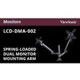 ViewSonic Spring-Loaded Dual Monitor Mounting Arm for Two Monitors up to 27" Each