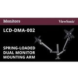 ViewSonic Spring-Loaded Dual Monitor Mounting Arm for Two Monitors up to 27" Each