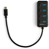 StarTech.com 4 Port USB C Hub - 4x USB 3.0 Type-A with Individual On/Off Port Switches - SuperSpeed 5Gbps USB 3.2 Gen 1 - Bus Powered
