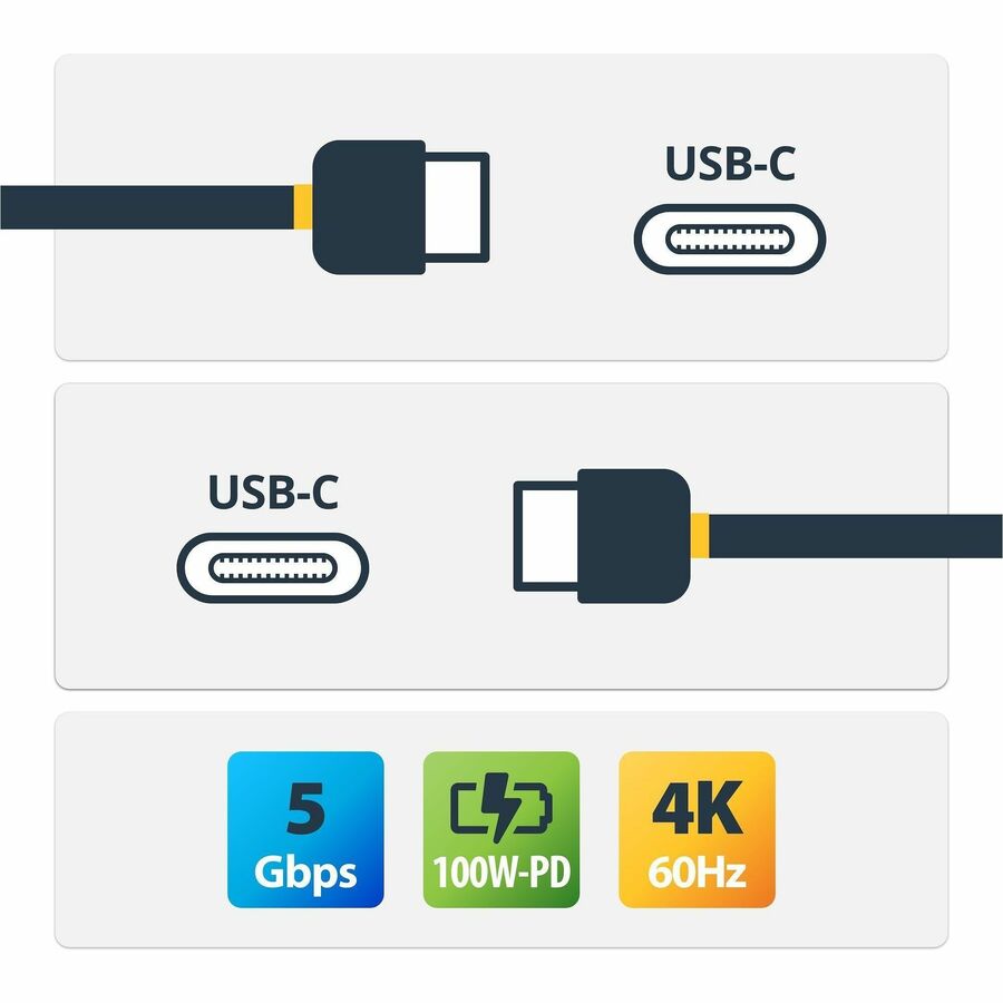 StarTech.com 6 ft (1.8m) USB C to USB C Cable, 5A 100W PD 3.0, Certified Works With Chromebook, USB-IF Certified, M/M, USB 3.0 (5Gbps)

