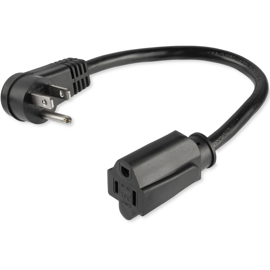 Rallonge d'alimentation StarTech.com de 0,3 m (1 pi), angle droit NEMA 5-15P vers NEMA 5-15R, 13 A 125 V, 16 AWG, noir