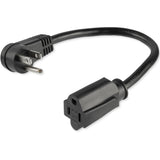 Rallonge d'alimentation StarTech.com de 0,3 m (1 pi), angle droit NEMA 5-15P vers NEMA 5-15R, 13 A 125 V, 16 AWG, noir