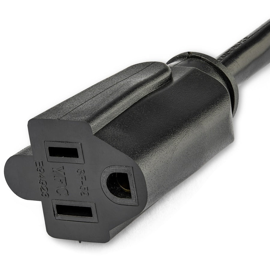Rallonge d'alimentation StarTech.com de 0,3 m (1 pi), angle droit NEMA 5-15P vers NEMA 5-15R, 13 A 125 V, 16 AWG, noir