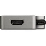 StarTech.com USB C Multiport Video Adapter 4-in-1 - 95W Power Delivery - Space Gray - Aluminum - 4K60Hz - Wrap-Around Cable - USB C Adapter (CDPVDHMDPDP)