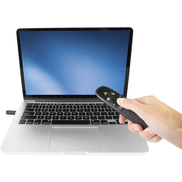 Wireless Presentation Remote with Green Laser Pointer - 90 ft. (27 m) - USB Presentation Clicker for Mac and Windows - Batteries Included - Wireless Slideshow and Volume Controls
