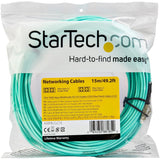 Câble fibre optique multimode StarTech.com 15 m (50 pi) LC/UPC vers LC/UPC OM3, duplex intégral 50/125 Zipcord, 100 G, cordon de raccordement fibre LSZH