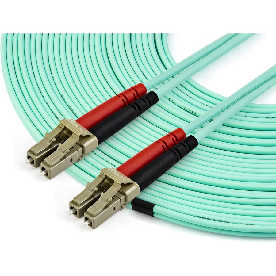 StarTech.com 15m (50ft) LC/UPC to LC/UPC OM4 Multimode Fiber Optic Cable, 50/125µm, 100G, Low Insertion Loss, LSZH Fiber Jumper Cord 