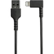 StarTech.com 2m USB A to Lightning Cable iPhone iPad Durable Right Angled 90 Degree Black Charger Cord w/Aramid Fiber Apple MFI Certified

