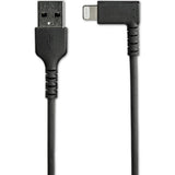 StarTech.com 2m USB A to Lightning Cable iPhone iPad Durable Right Angled 90 Degree Black Charger Cord w/Aramid Fiber Apple MFI Certified
