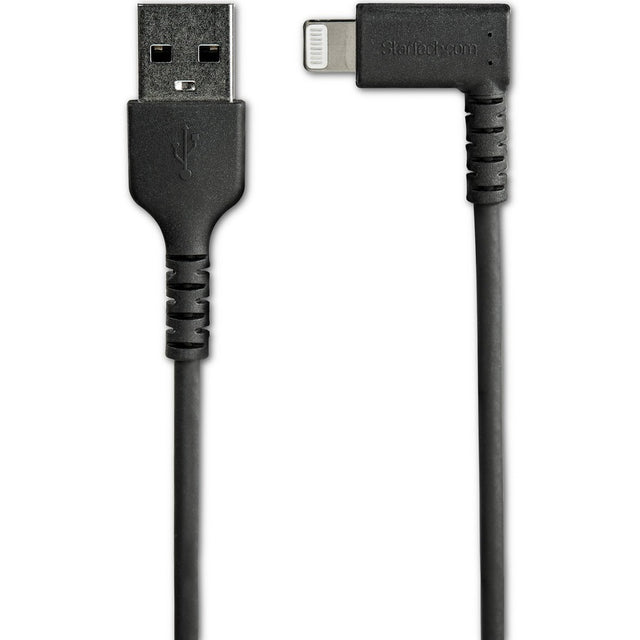 StarTech.com 2m USB A to Lightning Cable iPhone iPad Durable Right Angled 90 Degree Black Charger Cord w/Aramid Fiber Apple MFI Certified
