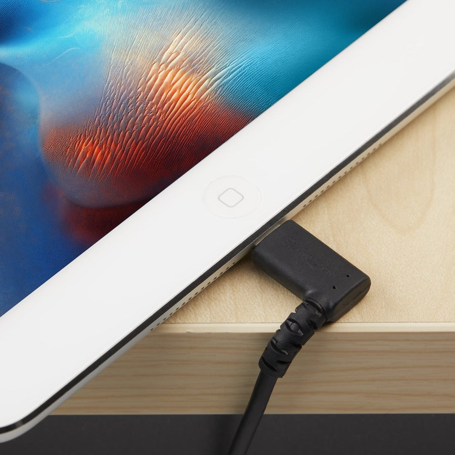 StarTech.com 2m USB A to Lightning Cable iPhone iPad Durable Right Angled 90 Degree Black Charger Cord w/Aramid Fiber Apple MFI Certified
