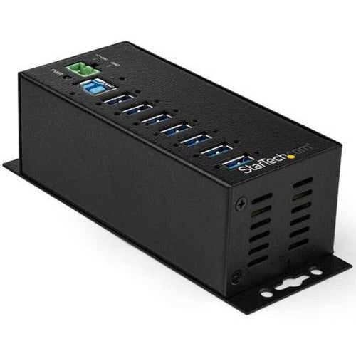 StarTech.com Hub USB 7 ports avec adaptateur secteur - Hub de données USB 3.0 industriel en métal - Montage sur rail DIN, mural et sur bureau Hub USB 3.1 Gen 1 5 Gbit/s