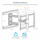 StarTech.com TV Wall Mount for up to 80" VESA Mount Displays - Low Profile Full Motion TV Mount - Heavy Duty Adjustable Articulating Arm