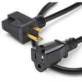 Rallonge courte StarTech.com de 0,3 m (1 pi), NEMA 5-15P/R vers NEMA 5-15R, 13 A 125 V, 16 AWG, noire, câble d'alimentation à économie de courant