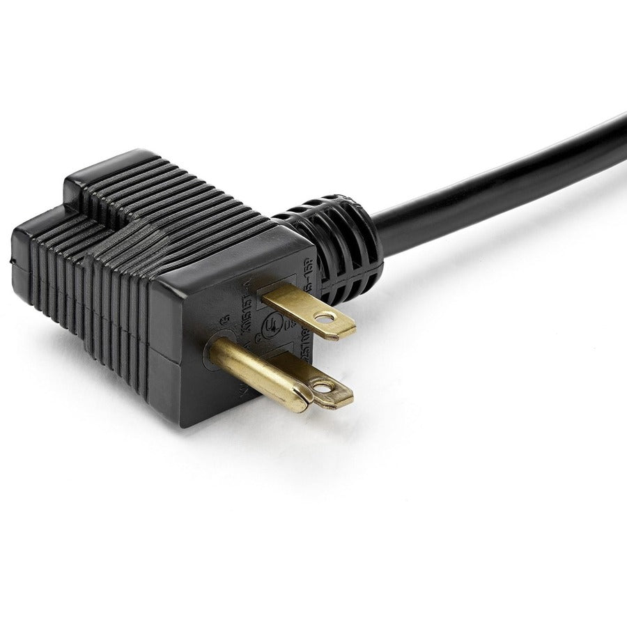 Rallonge courte StarTech.com de 0,3 m (1 pi), NEMA 5-15P/R vers NEMA 5-15R, 13 A 125 V, 16 AWG, noire, câble d'alimentation à économie de courant