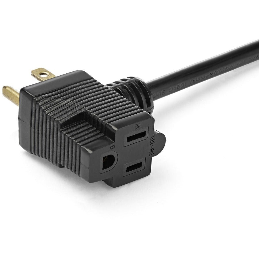 Rallonge courte StarTech.com de 0,3 m (1 pi), NEMA 5-15P/R vers NEMA 5-15R, 13 A 125 V, 16 AWG, noire, câble d'alimentation à économie de courant