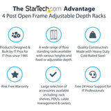 StarTech.com Rack serveur mobile à cadre ouvert 15U à 4 montants, rack réseau 48,3 cm (19 po) avec roulettes, rack roulant pour équipements informatiques, audiovisuels, de données et informatiques