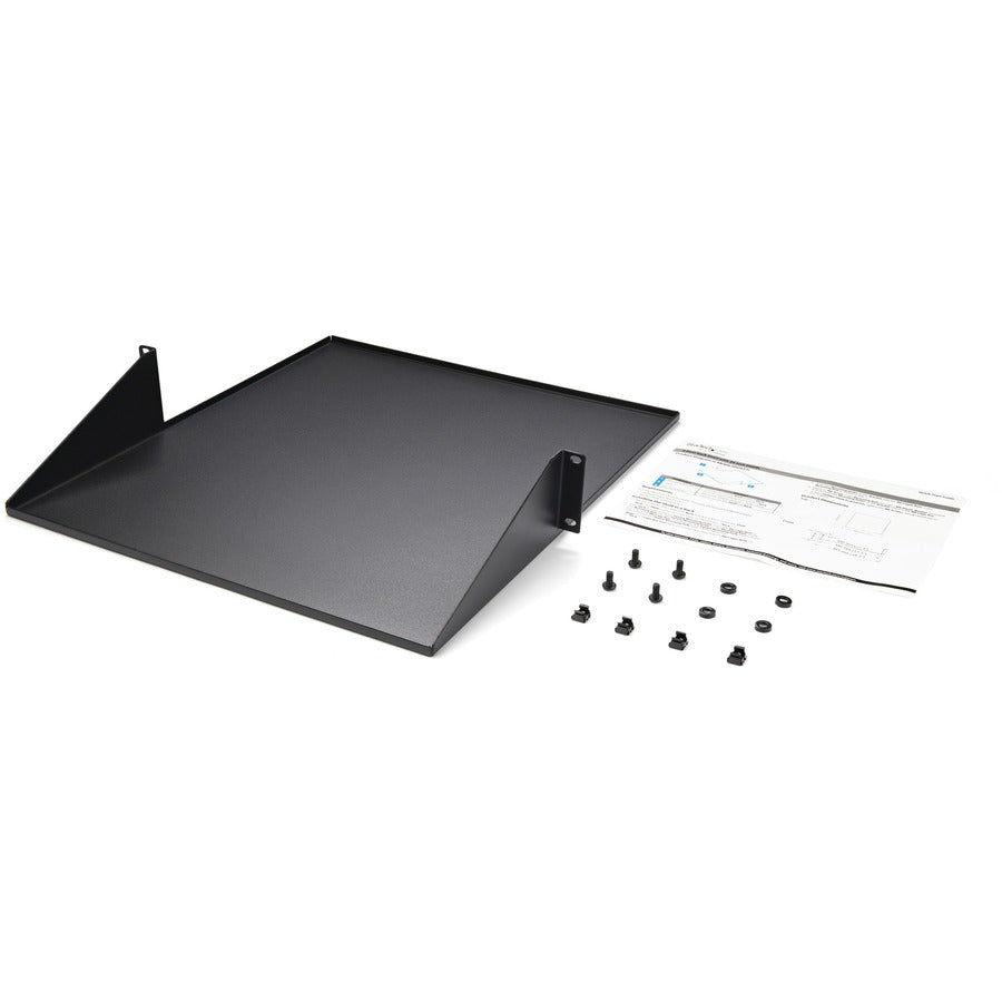 StarTech.com 2U 19" 2-Post Network Rack Shelf 20in Deep Center Mount Cantilever Tray Rackmount for AV/Data Equipment 75lb Capacity
