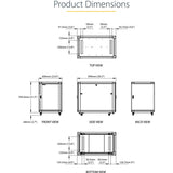 StarTech.com Baie serveur 15U à 4 montants, baie de données 48 cm pour ordinateur/équipement informatique, baie réseau domestique, baie serveur mi-hauteur