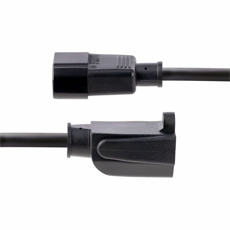 StarTech.com 1ft (0.3m) Power Extension Cord, IEC C14 to NEMA 5-15R, 10A 125V, 18AWG, Black, Outlet Extension Cable for Network Equipment