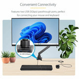 StarTech.com Desk Mount Monitor Arm with 2x USB 3.0 ports, Slim Single Monitor VESA Mount up to 34" (17.6lb/8kg) Display, C-Clamp/Grommet