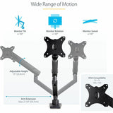 StarTech.com Desk Mount Monitor Arm with 2x USB 3.0 ports, Slim Single Monitor VESA Mount up to 34" (17.6lb/8kg) Display, C-Clamp/Grommet