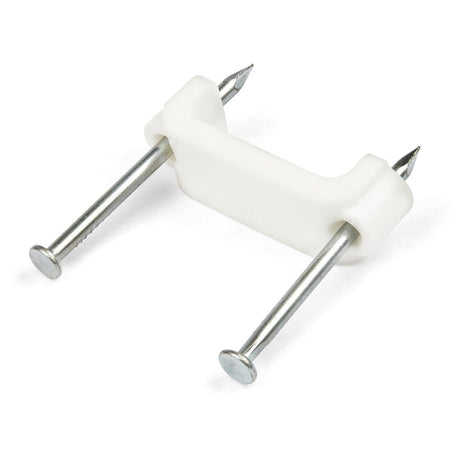 StarTech.com 100 Pack Cable Clips with Nails - Two Steel Nails - Reusable Nail-in Clamps - Cord Mounting Clips/Fasteners/Tacks White - TAA