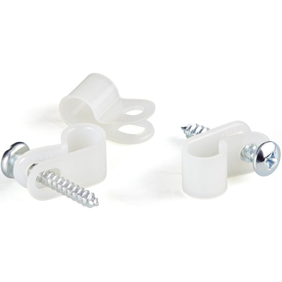 StarTech.com 100 Pack Screw Mount Cable Clamps - Wire Fastener/Holder - R-Type Screw Down Reusable Nylon Clips - UL/94V-2 Rated - Medium
