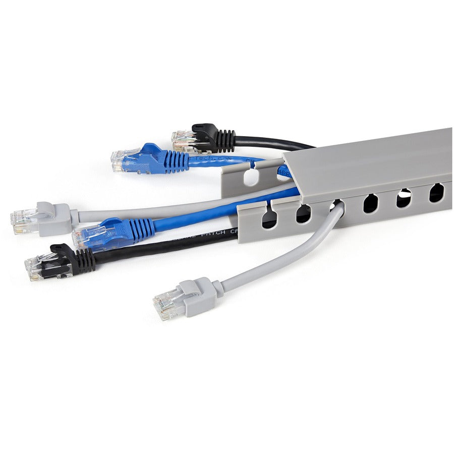 StarTech.com Cable Management Raceway with Cover 1-1/2"(38mm)W x 1"(25mm)H, 6.5ft(2m) length, 3/8"(8mm) Slots, Wall Wire Duct, UL Listed