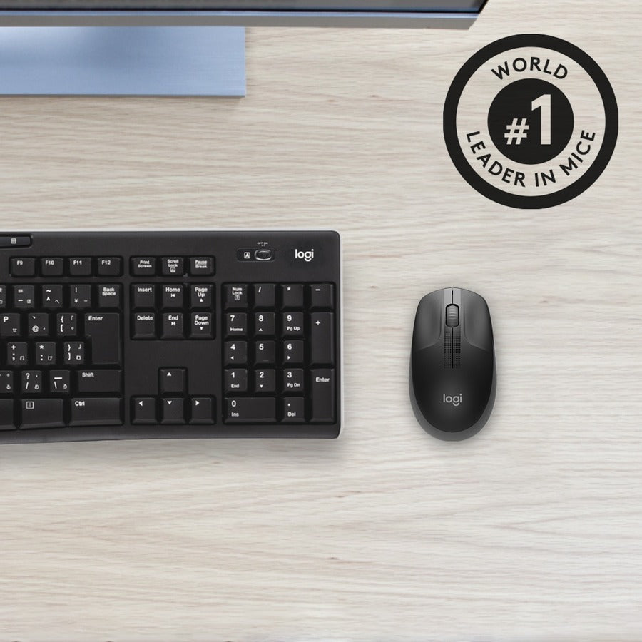 Logitech Wireless Mouse M190 - Full Size Ambidextrous Curve Design, 18-Month Battery with Power Saving Mode, Precise Cursor Control & Scrolling, Wide Scroll Wheel, Thumb Grips (Charcoal)
