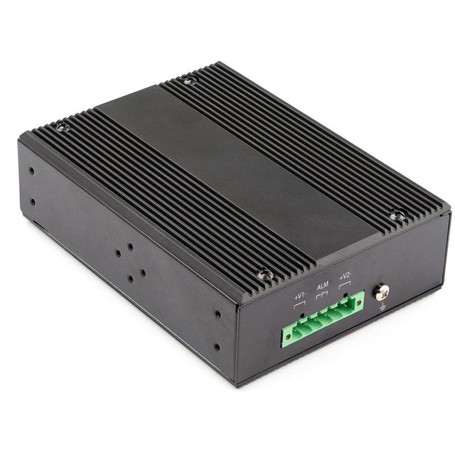StarTech.com Industrial 6 Port Gigabit Ethernet Switch w/4 PoE RJ45 +2 SFP Slots 30W 802.3at PoE+ 12-48VDC 10/100/1000 Mbps -40C to 75C