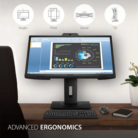 ViewSonic Graphic VG2440V 24" Class Webcam Full HD LED Monitor - 16:9 - Black