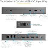 StarTech.com Thunderbolt 3 Dock w/USB-C Host Compatibility - Dual 4K 60Hz DP 1.4 or HDMI TB3/USB-C Docking Station - 1x 8K - 96W PD/5xUSB