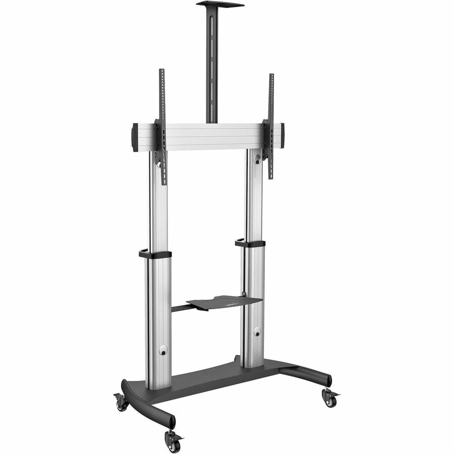 StarTech.com Mobile TV Stand, Heavy Duty Universal TV Cart for 60-100 inch Display (100kg/220lb), Height Adjustable Rolling TV Floor Stand