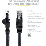 StarTech.com 6in (15cm) CAT6 Ethernet Cable, LSZH (Low Smoke Zero Halogen) 10 GbE Snagless 100W PoE UTP RJ45 Black Network Patch Cord, ETL