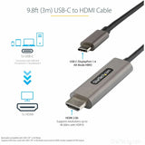 StarTech.com 10ft (3m) USB C to HDMI Cable 4K 60Hz with HDR10, Ultra HD USB Type-C to HDMI 2.0b Video Adapter Cable, DP 1.4 Alt Mode HBR3
