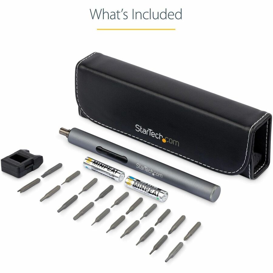StarTech.com 20-Bit Electric Precision Screwdriver Set, Cordless/Battery Powered, Magnetic Bit Driver Kit for Laptop/Computer/Phone Repair