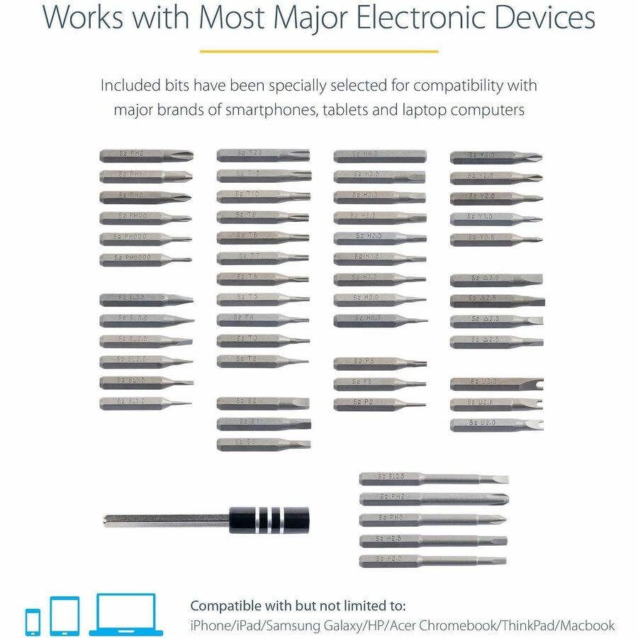 StarTech.com 55-Bit Electric Precision Screwdriver Set, Cordless/Battery Powered, Magnetic Bit Driver Kit for Laptop/Computer/Phone Repair