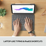 Logitech Combo Touch Keyboard/Cover Case for 11" (279.40 mm) Apple, Logitech iPad Pro, iPad Pro (2nd Generation), iPad Pro (3rd Generation) Tablet - Oxford Gray