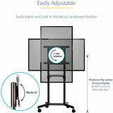 StarTech.com Mobile TV Cart, Portable Rolling TV Stand, 37-70 inch VESA Display Mount (154lb/70kg), Shelf & Storage, Rotate/Tilt Display