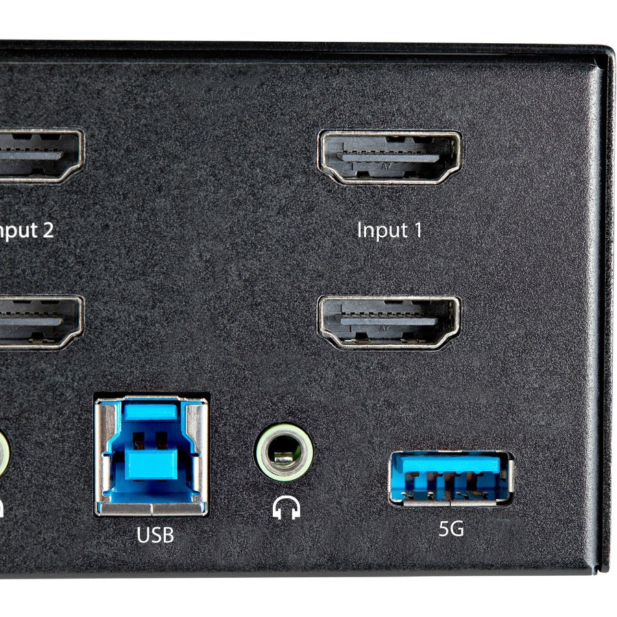 Commutateur KVM HDMI StarTech.com 2 ports pour deux écrans, HDMI 2.0 UHD HDR 4K 60 Hz, hub USB 3.0 2 ports, 4 ports USB HID, audio, raccourcis clavier, TAA
