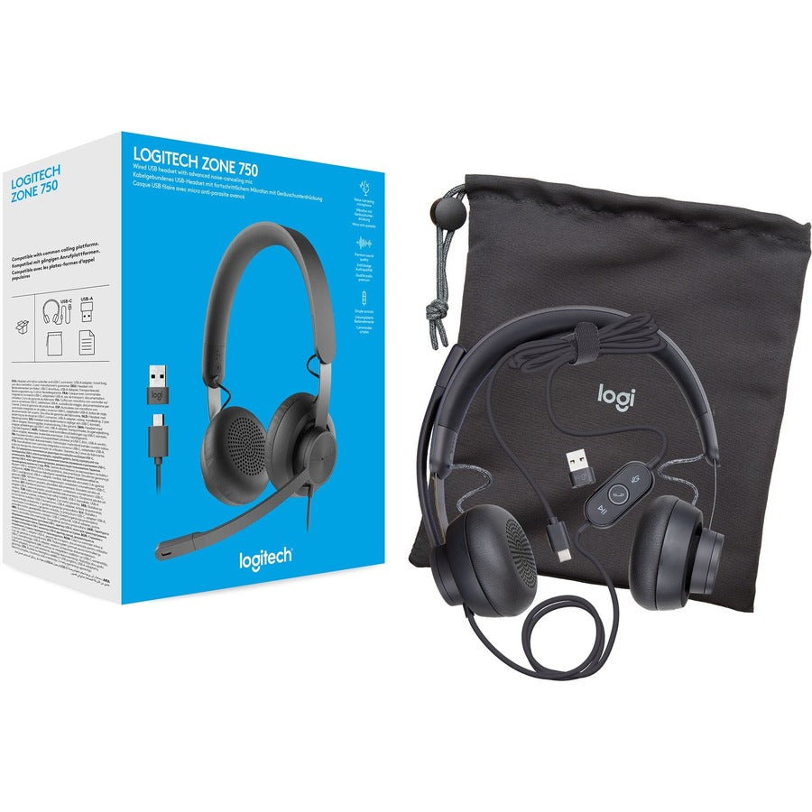 Casque filaire supra-auriculaire Logitech Zone 750 avec microphone antibruit