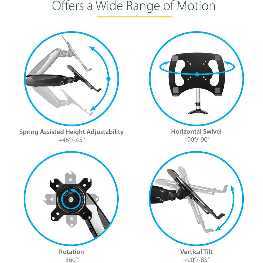 StarTech.com Desk Mount Laptop Arm, Full Motion Articulating Arm/Stand for Laptop or 34" (17.6lb/8kg) Monitor, VESA Mount Laptop Tray
