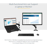 StarTech.com Desk Mount Laptop Arm, Full Motion Articulating Arm/Stand for Laptop or 34" (17.6lb/8kg) Monitor, VESA Mount Laptop Tray
