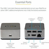StarTech.com USB C Mini Dock for iPad Pro, Tablets & Smartphones, USB-C Docking Station, 4K HDMI, 27W Power Delivery, 3-Port USB Hub, GbE